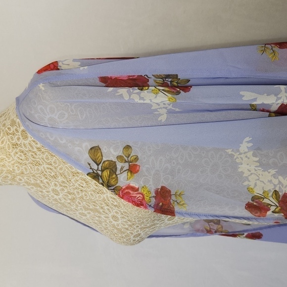 Women's Lavender Chiffon Beach Cardigan Blouse Shawl Loose Top Outerwear Size M - Picture 6 of 13